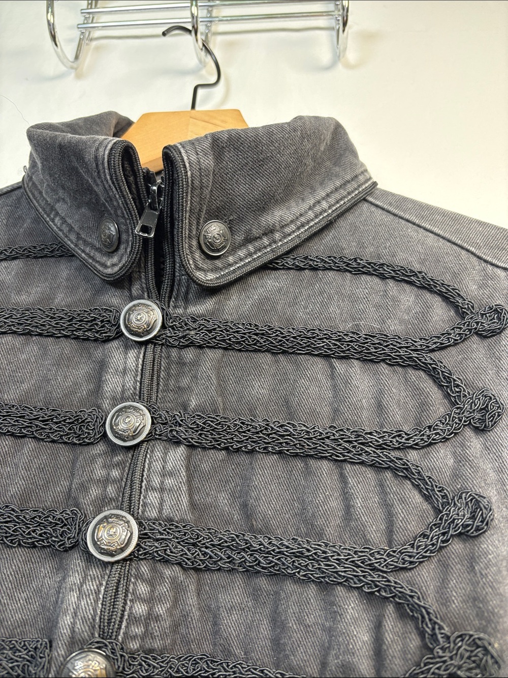 TRIPP N.Y.C. Gothic Zip Button/Loop Black Denim Jacket size XS - Picture 5 of 10